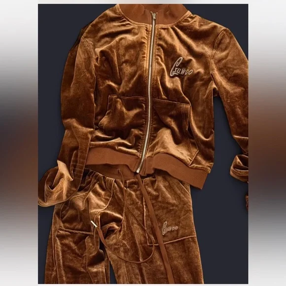 GSUWOO Vintage Velour Set Brown - Picture 4 of 5